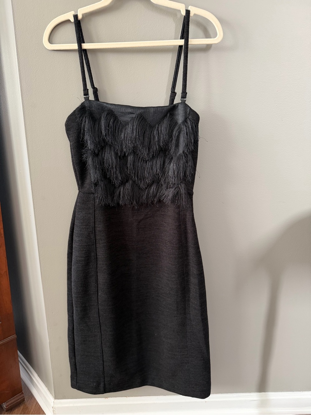 Banana Republic Black Feather-Trim Mini Dress